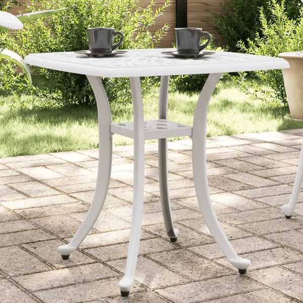 vidaXL Mesa de jardín aluminio fundido blanco 53x53x53 cm