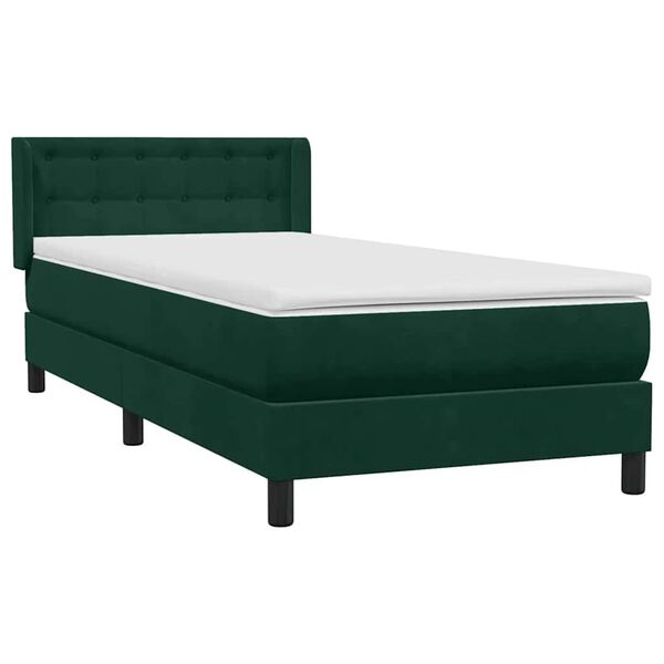 vidaXL Cama box spring con colch&oacute;n terciopelo verde oscuro 80x220 cm