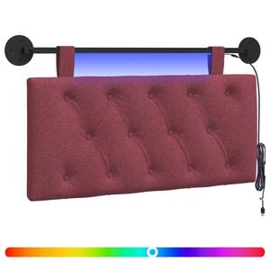 vidaXL Cabecero colgante Con luz LED Rojo vino Tela