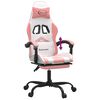 vidaXL Silla gaming con reposapiés cuero sintético blanco y rosa