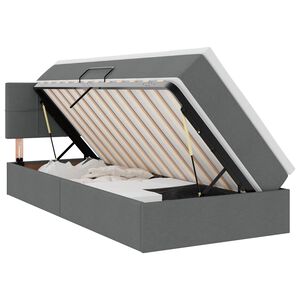 vidaXL Cama con almacenamiento y colch&oacute;n Gris oscuro 90 x 190 cm