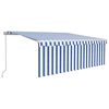 vidaXL Toldo retr&aacute;ctil manual con persiana y LED azul y blanco 4,5x3 m