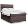 vidaXL Cama box spring con colch&oacute;n tela marr&oacute;n oscuro 160x200 cm