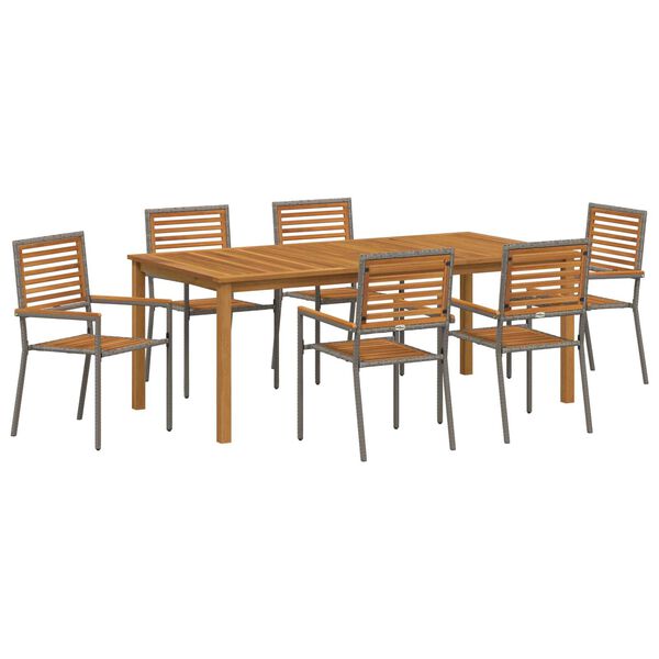 vidaXL Conjunto de Comedor de Jardín 7 pcs Gris Poliratán
