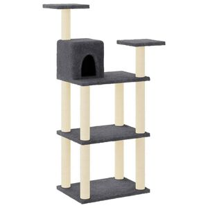 vidaXL Rascador para gatos con postes de sisal gris oscuro 118,5 cm