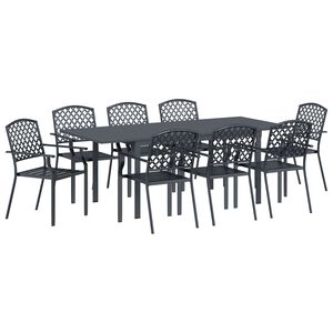 vidaXL Conjunto de Comedor de Jard&iacute;n 9 pcs Antracita Acero