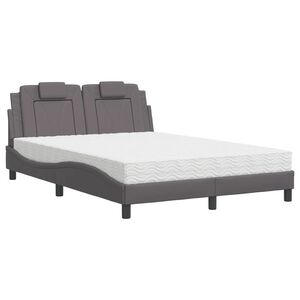 vidaXL Cama Viana con colch&oacute;n cuero sint&eacute;tico gris 140x190 cm