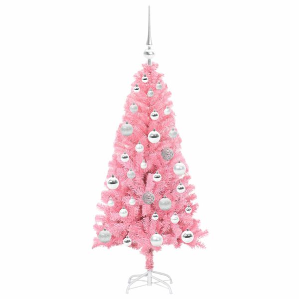vidaXL Árbol de Navidad con 150 LED con soporte Rosa 120 cm PVC