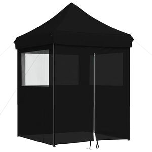 vidaXL Tienda de fiesta plegable Pop-Up con 4 paredes laterales negra