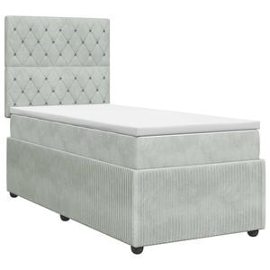 vidaXL Cama box spring con colch&oacute;n Gris Claro 80 x 200 cm Terciopelo
