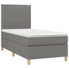 vidaXL Cama box spring colch&oacute;n y luces LED tela gris oscuro 90x190 cm
