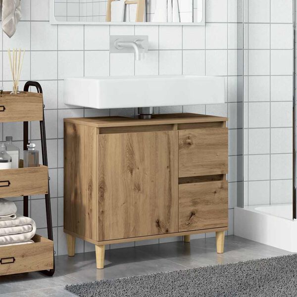 vidaXL Armario lavabo ba&ntilde;o madera ingenier&iacute;a roble artisan 65x33x60 cm