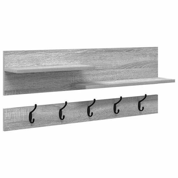 vidaXL Perchero de pared con estante Gris Sonoma 90 x 15 x 36 cm