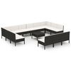 vidaXL Set de muebles de jard&iacute;n 14 pzas cojines rat&aacute;n sint&eacute;tico negro