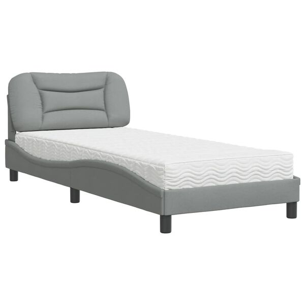 vidaXL Cama con colch&oacute;n Hvar tela gris claro 80x200 cm