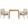 vidaXL Conjunto de Comedor de Jard&iacute;n 3 pcs Beige rat&aacute;n sint&eacute;tico