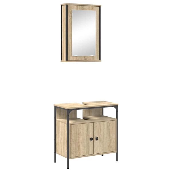 vidaXL Juego de muebles de ba&ntilde;o 2 pcs Marr&oacute;n Madera contrachapada