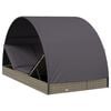 vidaXL Tumbona 2 personas toldo redondo rat&aacute;n PE gris 211x112x140 cm