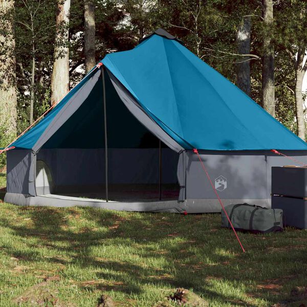 vidaXL Tienda de campa&ntilde;a familiar tipi 6 personas impermeable azul