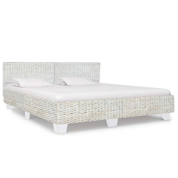 vidaXL Estructura de cama sin colchón ratán natural gris 180x200 cm