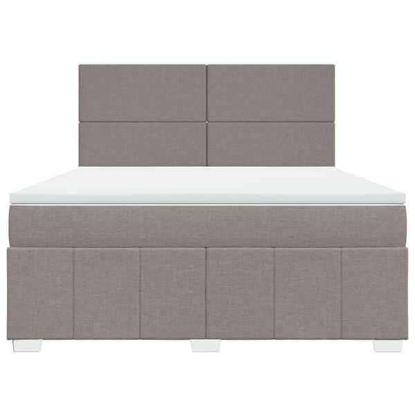 vidaXL Cama box spring con colch&oacute;n tela gris taupe 180x200 cm
