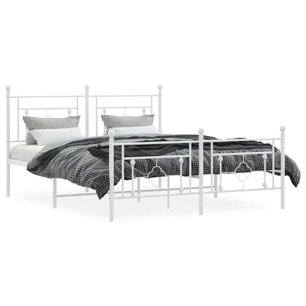 vidaXL Estructura cama sin colchón con estribo metal blanco 160x200 cm