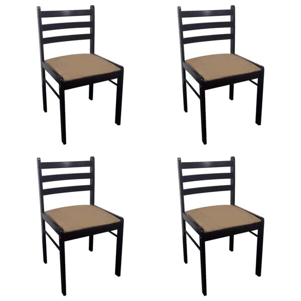 vidaXL Sillas de comedor 4 uds madera maciza caucho terciopelo marrón