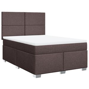vidaXL Cama box spring con colch&oacute;n tela marr&oacute;n oscuro 160x200 cm
