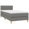 vidaXL Cama box spring con colch&oacute;n tela gris oscuro 90x190 cm