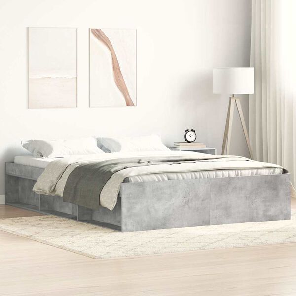 vidaXL Estructura de cama gris hormig&oacute;n 150x200 cm