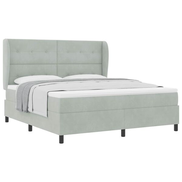 vidaXL Cama tipo Box Spring Gris Claro 200 x 180 cm Poli&eacute;ster