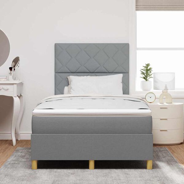 vidaXL Cama Box Spring LED con colch&oacute;n Gris Claro 120 x 200 cm tela