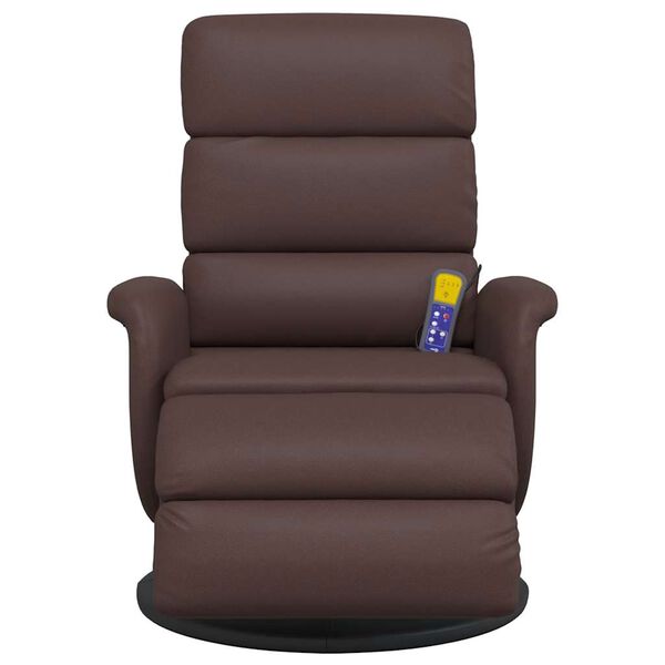 vidaXL Sill&oacute;n reclinable masaje con reposapi&eacute;s cuero sint&eacute;tico marr&oacute;n
