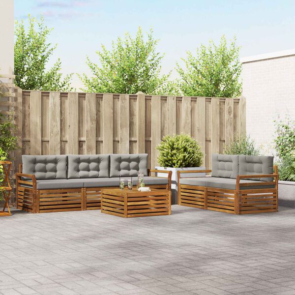 vidaXL Conjunto de sof&aacute;s de exterior 6 pcs Gris Natural y Claro