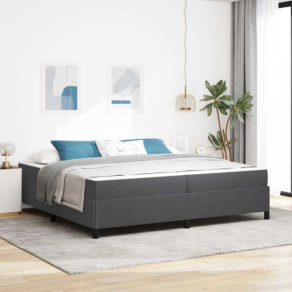 vidaXL Estructura de cama con colchón Gris oscuro 200 x 200 cm tela