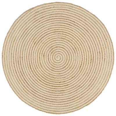 vidaXL Alfombra de yute tejida a mano diseño espiral blanco 90 cm