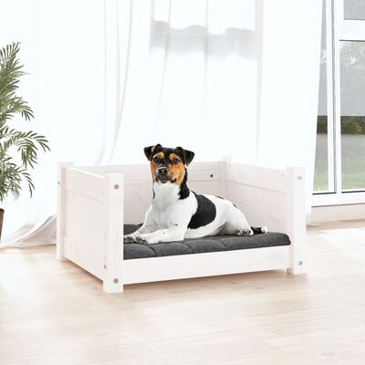 vidaXL Cama para perros madera maciza de pino blanco 55,5x45,5x28 cm