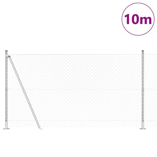 vidaXL Poste de Valla Plateado 10 x 1,2 m (malla de 40 x 40 mm) Acero