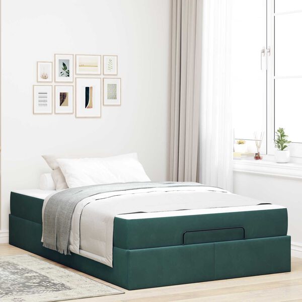 vidaXL Estructura de cama con colch&oacute;n 2 pcs Verde Terciopelo