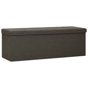 vidaXL Banco de almacenamiento plegable lino sint&eacute;tico marr&oacute;n oscuro