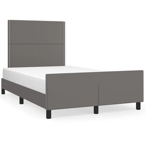 vidaXL Estructura de cama sin colch&oacute;n cuero sint&eacute;tico gris 120x200 cm