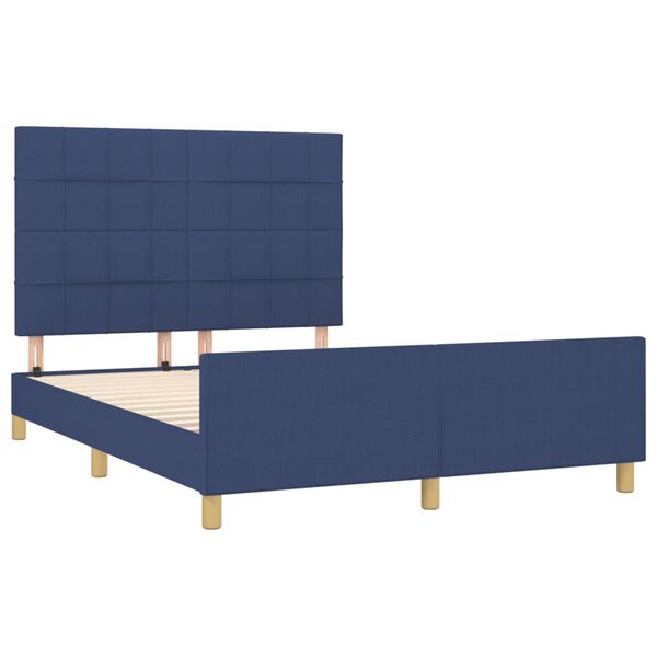 vidaXL Cama sin colch&oacute;n tela azul 140x190 cm