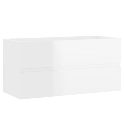 vidaXL Mueble de lavabo madera ingeniería blanco brillo 90x38,5x45 cm