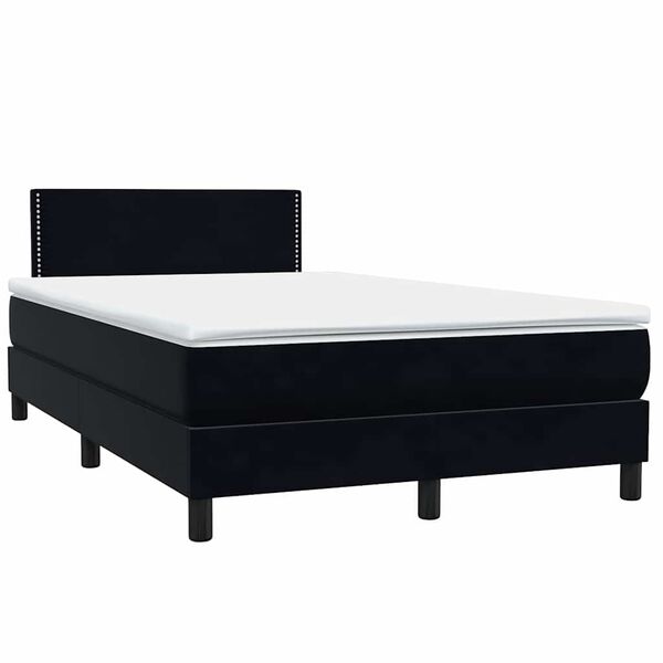 vidaXL Cama box spring con colch&oacute;n terciopelo negro 120x220 cm