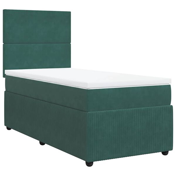 vidaXL Cama box spring con colch&oacute;n terciopelo verde oscuro 80x200 cm