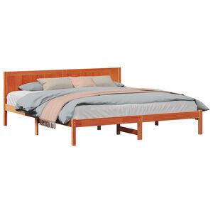 vidaXL Estructura de cama Marr&oacute;n 200 x 200 cm Madera maciza de Pino