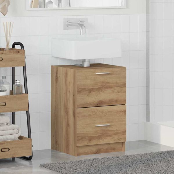 vidaXL Gabinete de Ba&ntilde;o con caj&oacute;n Roble artesanal 40 x 37 x 59 cm
