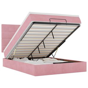 vidaXL Estructura cama otomana con colchones terciopelo rosa 140x190cm