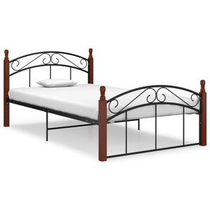 vidaXL Estructura cama sin colch&oacute;n metal madera roble negro 120x200 cm