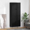 vidaXL Aparador alto 2 pcs Roble Negro Madera tecnol&oacute;gica y vidrio